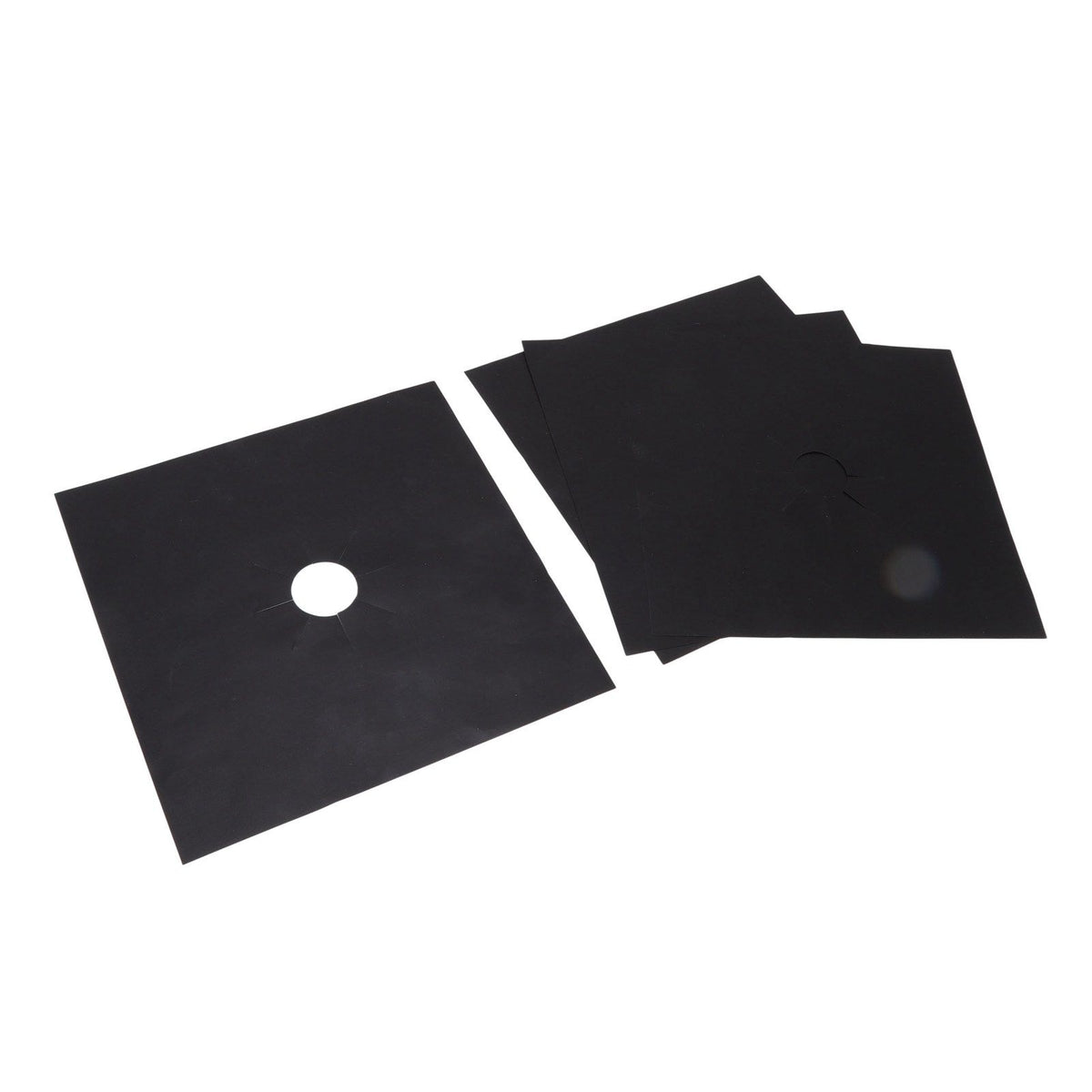 4Pcs Stove Burner Cover PTFE Coating Non Stick Gas Range Stove Top Protector Pad for Kitchen Cooking Black 27x27cm 0.1mm