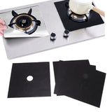 4Pcs Stove Burner Cover PTFE Coating Non Stick Gas Range Stove Top Protector Pad for Kitchen Cooking Black 27x27cm 0.1mm