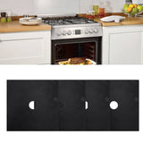 4Pcs Stove Burner Cover PTFE Coating Non Stick Gas Range Stove Top Protector Pad for Kitchen Cooking Black 27x27cm 0.1mm