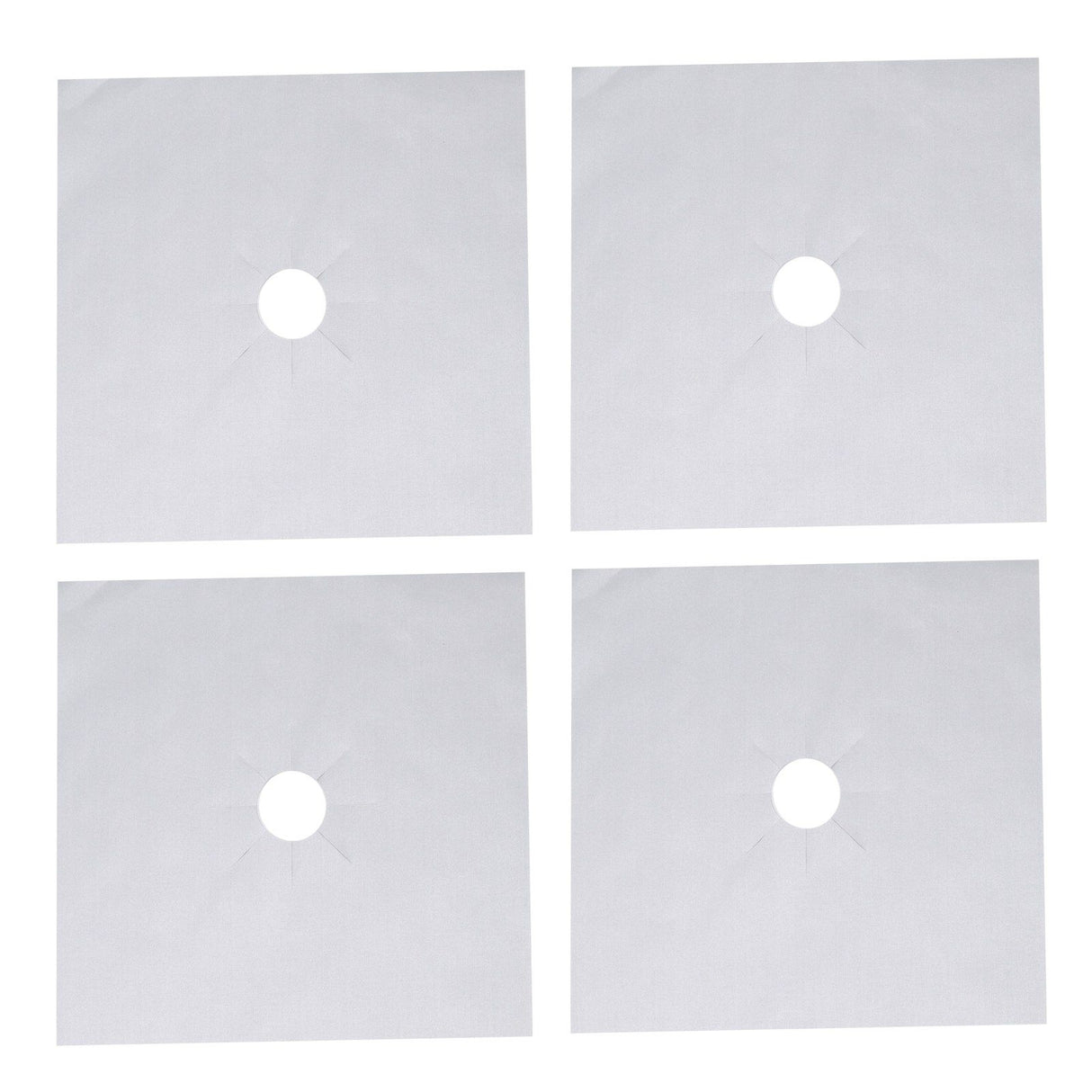 4Pcs Stove Burner Cover PTFE Coating Non Stick Gas Range Stove Top Protector Pad for Kitchen Cooking Silver 27x27cm 0.1mm
