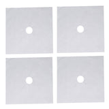 4Pcs Stove Burner Cover PTFE Coating Non Stick Gas Range Stove Top Protector Pad for Kitchen Cooking Silver 27x27cm 0.1mm