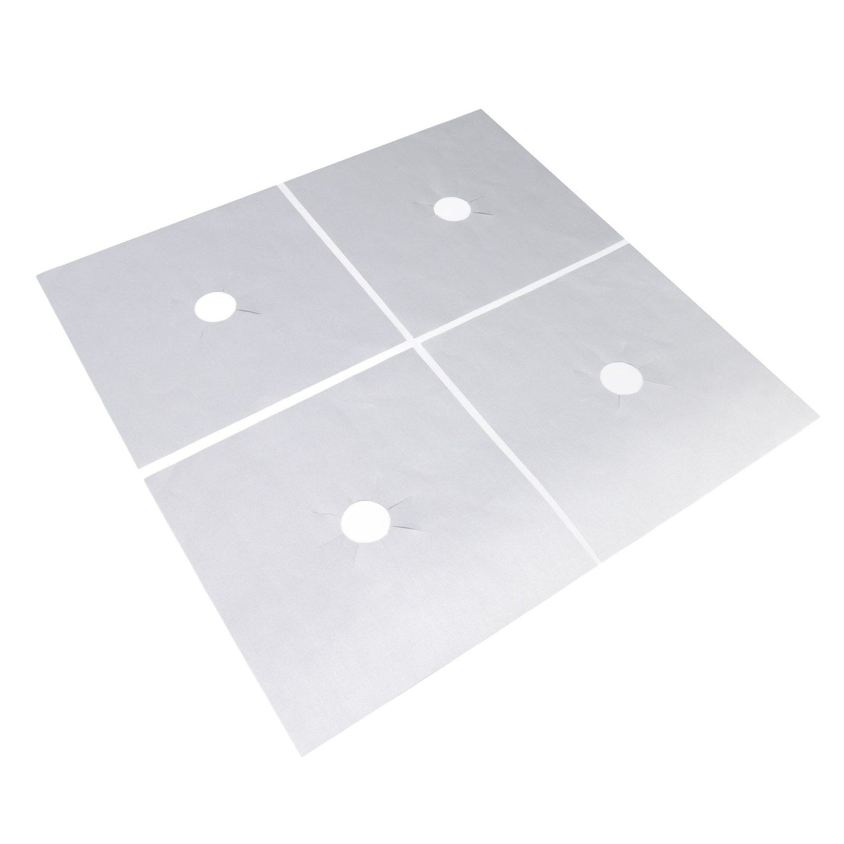 4Pcs Stove Burner Cover PTFE Coating Non Stick Gas Range Stove Top Protector Pad for Kitchen Cooking Silver 27x27cm 0.1mm