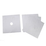 4Pcs Stove Burner Cover PTFE Coating Non Stick Gas Range Stove Top Protector Pad for Kitchen Cooking Silver 27x27cm 0.1mm