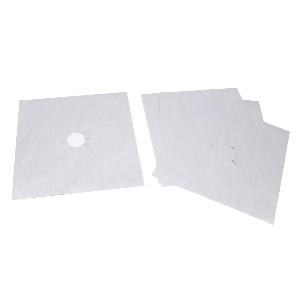 4Pcs Stove Burner Cover PTFE Coating Non Stick Gas Range Stove Top Protector Pad for Kitchen Cooking Silver 27x27cm 0.1mm