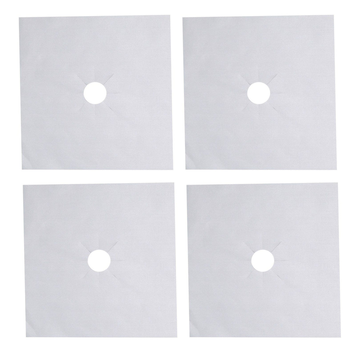 4Pcs Stove Burner Cover PTFE Coating Non Stick Gas Range Stove Top Protector Pad for Kitchen Cooking Silver 27x27cm 0.1mm