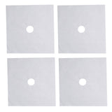 4Pcs Stove Burner Cover PTFE Coating Non Stick Gas Range Stove Top Protector Pad for Kitchen Cooking Silver 27x27cm 0.1mm