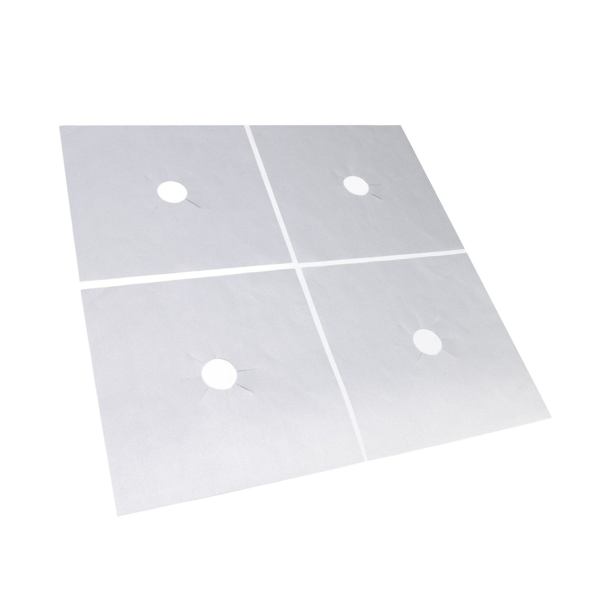 4Pcs Stove Burner Cover PTFE Coating Non Stick Gas Range Stove Top Protector Pad for Kitchen Cooking Silver 27x27cm 0.1mm