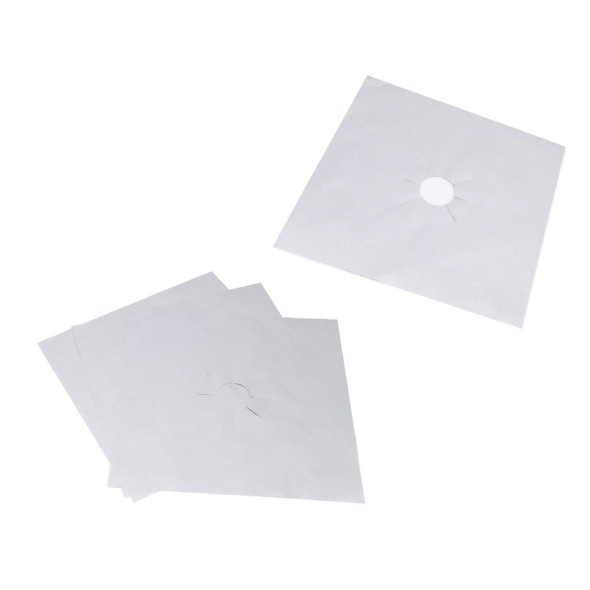 4Pcs Stove Burner Cover PTFE Coating Non Stick Gas Range Stove Top Protector Pad for Kitchen Cooking Silver 27x27cm 0.1mm