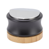 Coffee Distributor Stainless Steel Alloy Dual Head Adjustable Depth Coffee Leveler with Bamboo Base 53mm/2.09in - Side View