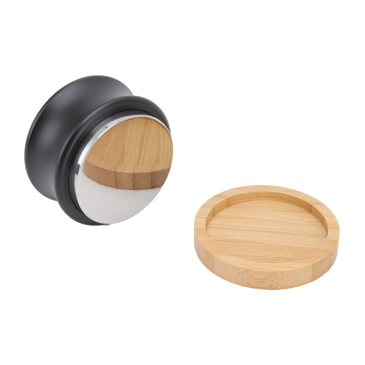 Coffee Distributor Stainless Steel Alloy Dual Head Adjustable Depth Coffee Leveler with Bamboo Base 53mm/2.09in