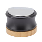 Coffee Distributor Stainless Steel Alloy Dual Head Adjustable Depth Coffee Leveler with Bamboo Base 58.5mm/2.3in