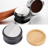 Coffee Distributor Stainless Steel Alloy Dual Head Adjustable Depth Coffee Leveler with Bamboo Base 58.5mm/2.3in