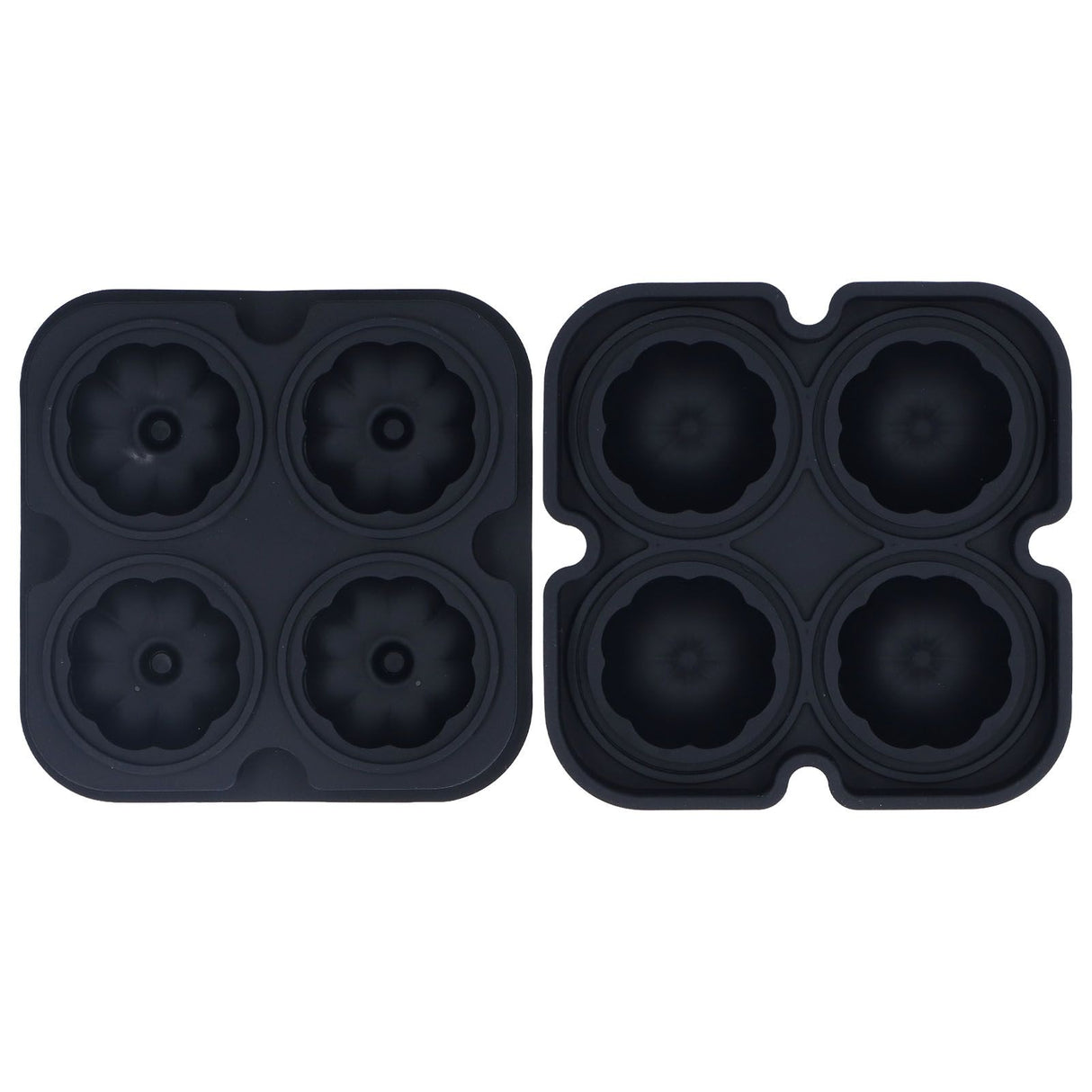Pumpkin Ice Ball Mold 3D Pumpkin Shape Food Grade Silicone 4 Cells Easy Release Whiskey Ice Mold for Coffee Tea Cocktail Black