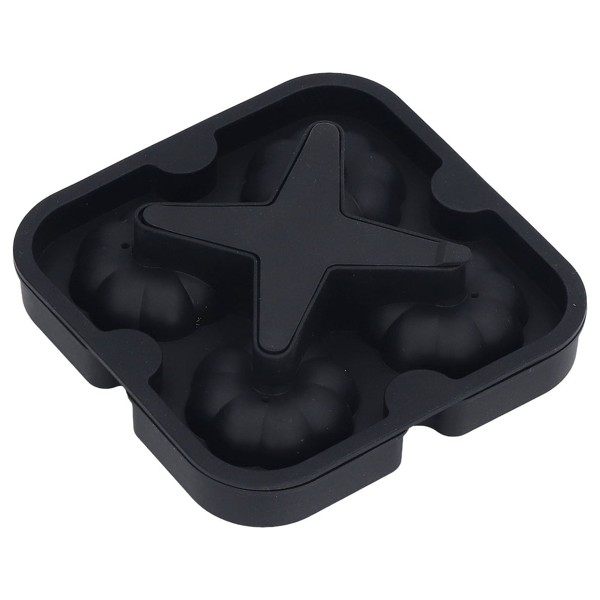 Pumpkin Ice Ball Mold 3D Pumpkin Shape Food Grade Silicone 4 Cells Easy Release Whiskey Ice Mold for Coffee Tea Cocktail Black