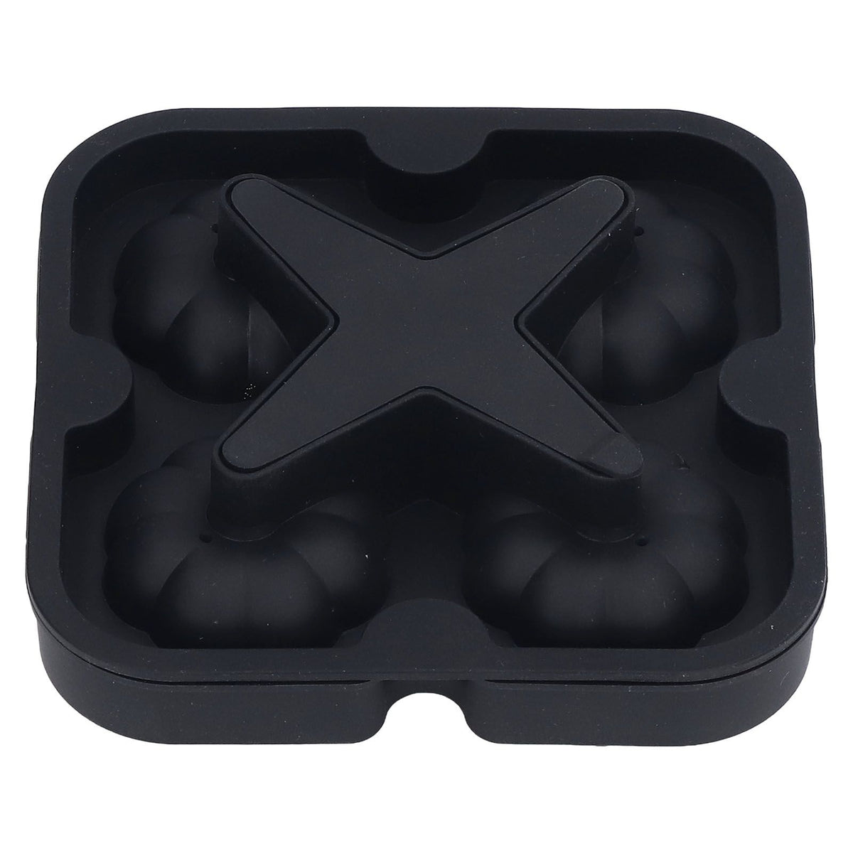 Pumpkin Ice Ball Mold 3D Pumpkin Shape Food Grade Silicone 4 Cells Easy Release Whiskey Ice Mold for Coffee Tea Cocktail Black