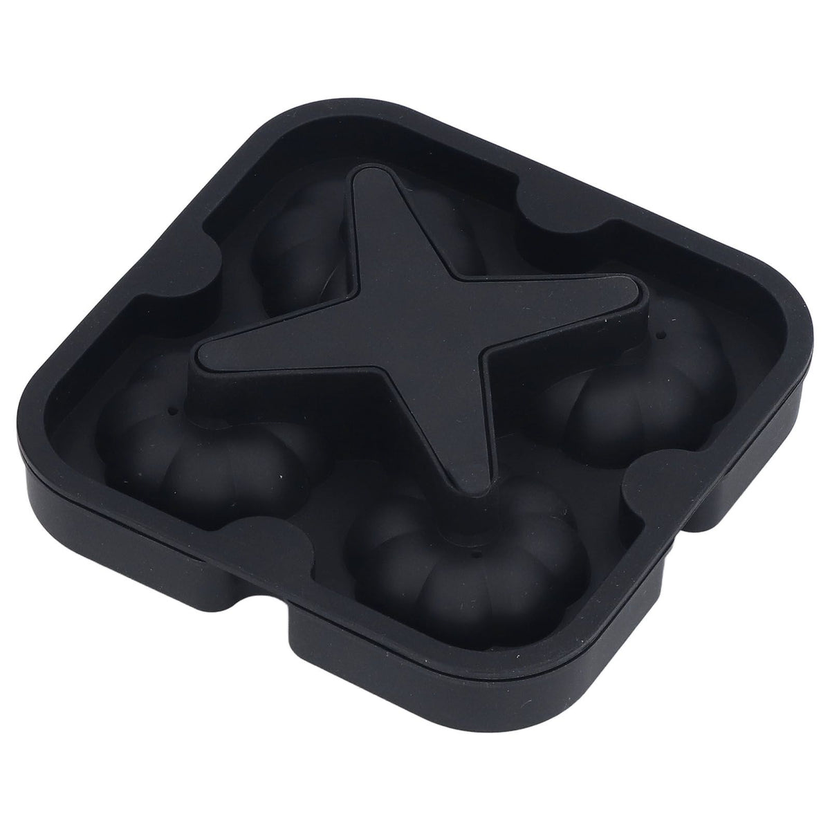 Pumpkin Ice Ball Mold 3D Pumpkin Shape Food Grade Silicone 4 Cells Easy Release Whiskey Ice Mold for Coffee Tea Cocktail Black