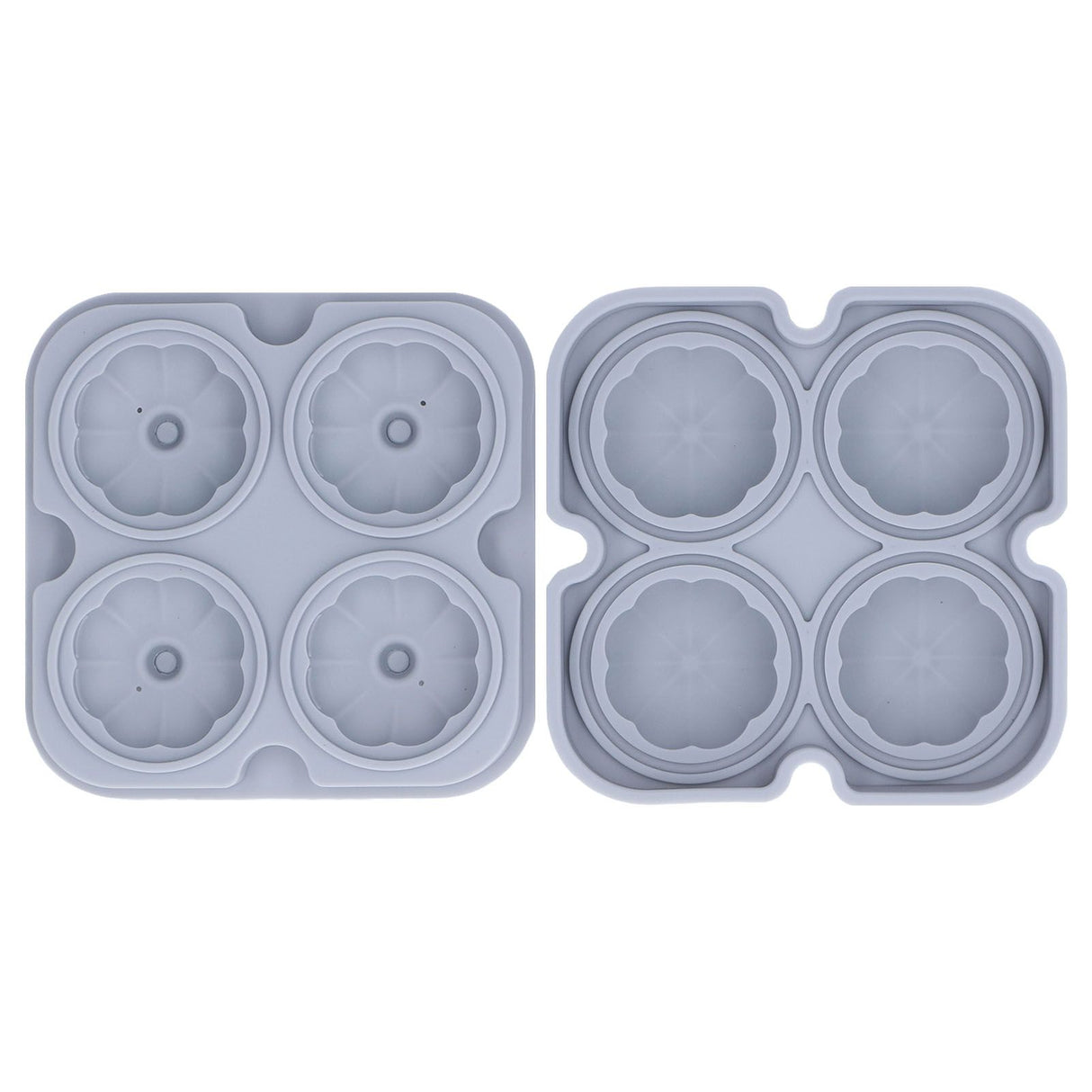 Pumpkin Ice Ball Mold 3D Pumpkin Shape Food Grade Silicone 4 Cells Easy Release Whiskey Ice Mold for Coffee Tea Cocktail Gray