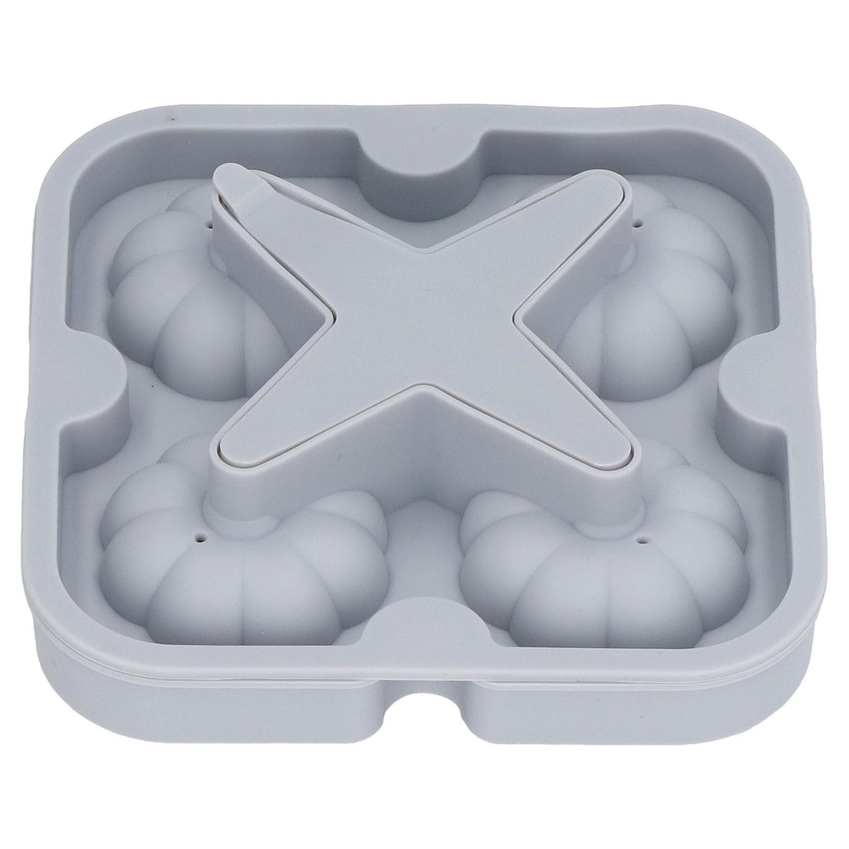 Pumpkin Ice Ball Mold 3D Pumpkin Shape Food Grade Silicone 4 Cells Easy Release Whiskey Ice Mold for Coffee Tea Cocktail Gray