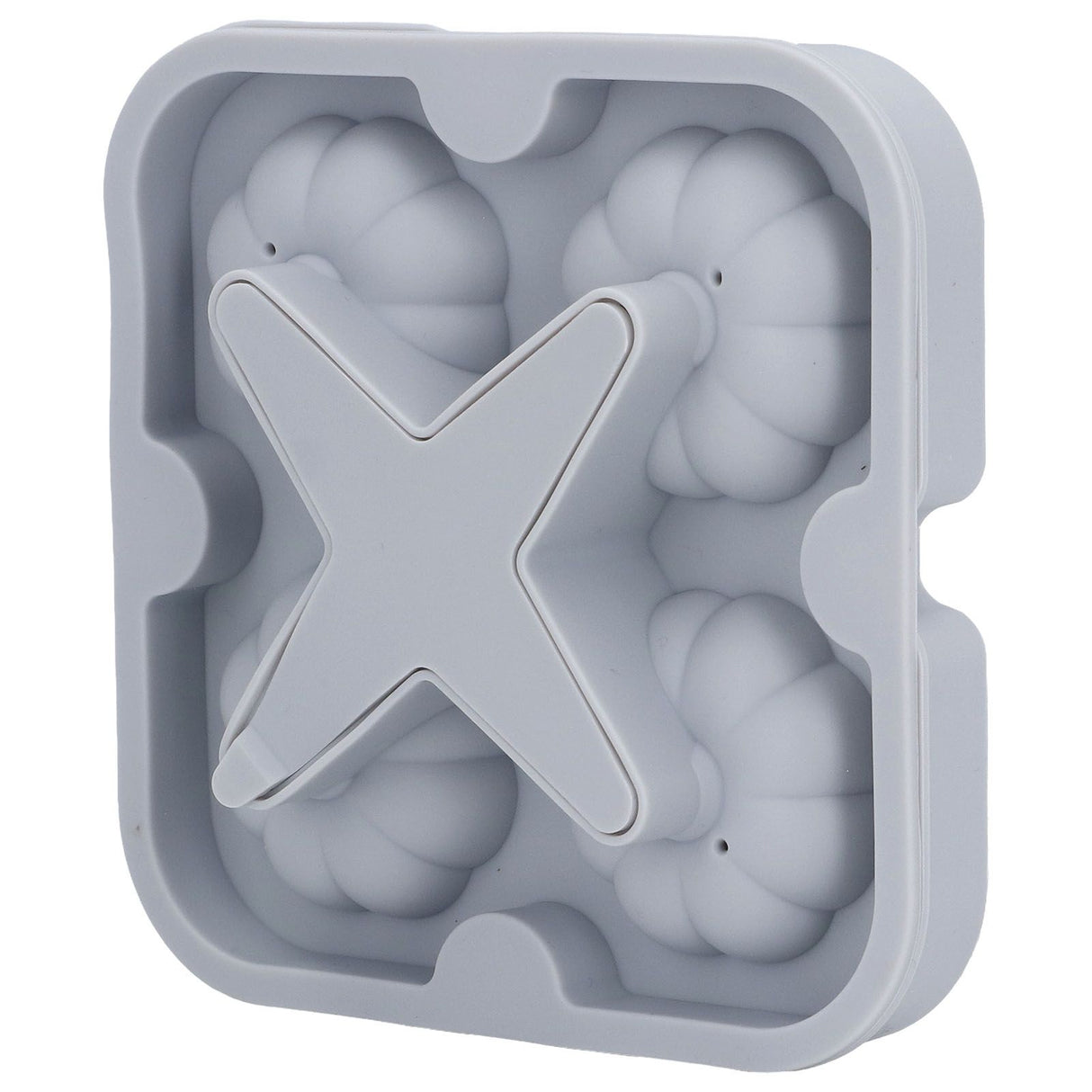 Pumpkin Ice Ball Mold 3D Pumpkin Shape Food Grade Silicone 4 Cells Easy Release Whiskey Ice Mold for Coffee Tea Cocktail Gray