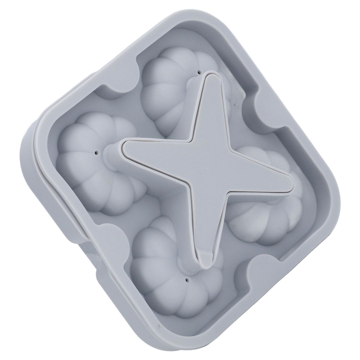 Pumpkin Ice Ball Mold 3D Pumpkin Shape Food Grade Silicone 4 Cells Easy Release Whiskey Ice Mold for Coffee Tea Cocktail Gray