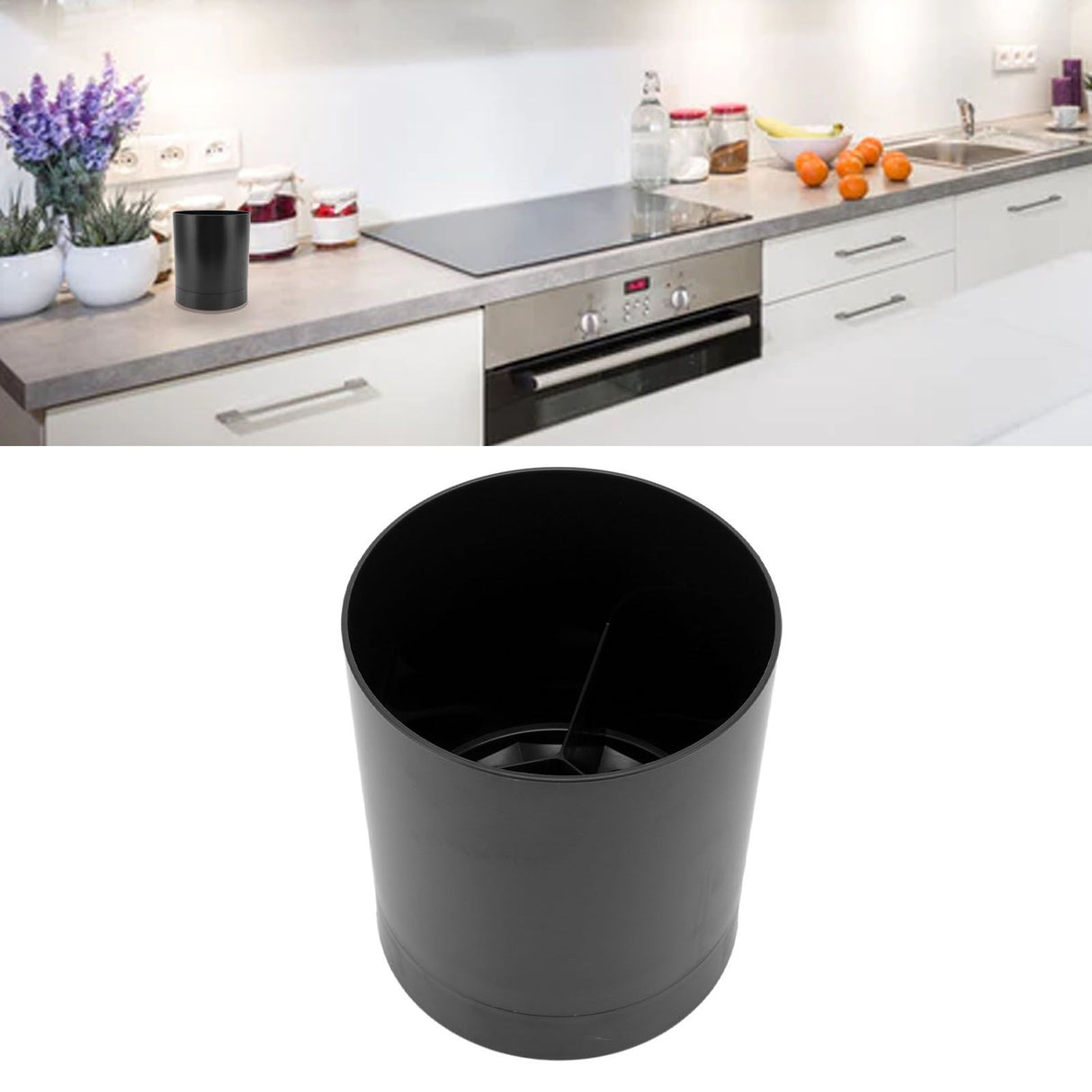 Utensil Holder 360 Degree Rotatable Simple Chopstick Basket Tableware Storage Container for Home Kitchen Black
