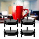 4Pcs Hexagonal Coaster Stylish Adjustable Multipurpose Hexagonal Coasters for Drinks and Small Objects Black - Extra Image
