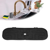 Faucet Handle Drip Catcher Tray Durable Silicone Sink Faucet Mat for Kitchen Bathroom Apartment Hotel Black