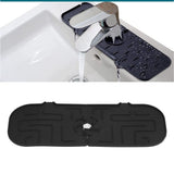 Faucet Handle Drip Catcher Tray Durable Silicone Sink Faucet Mat for Kitchen Bathroom Apartment Hotel Black