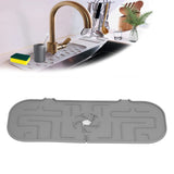 Faucet Handle Drip Catcher Tray Durable Silicone Sink Faucet Mat for Kitchen Bathroom Apartment Hotel Gray