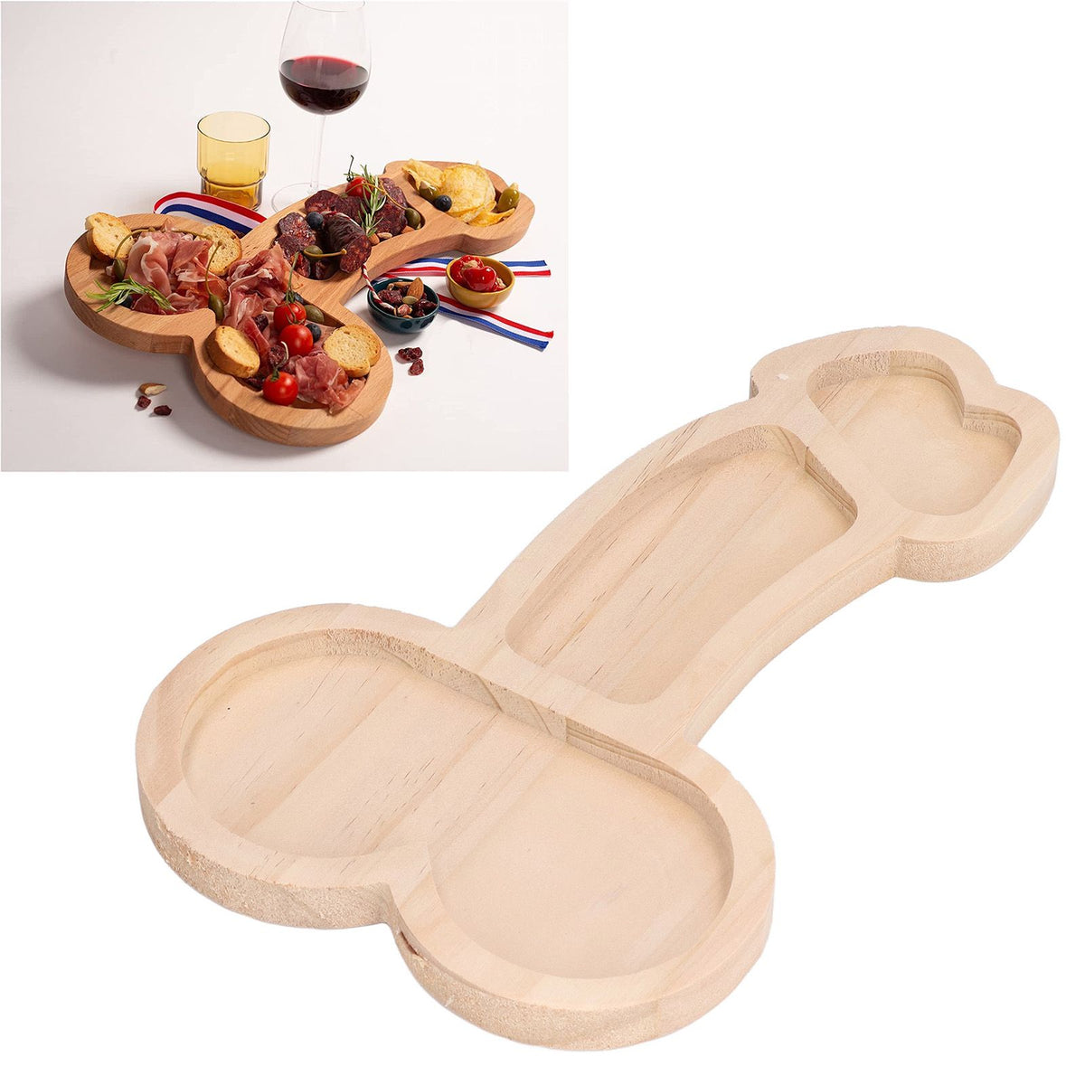 Novelty Aperitif Board 24cm 3 Part BPA Free Cheese Plate Beech Wood Practical Food Platter for Gift Housewarming Party Right
