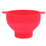 Microwavable Popcorn Bowl with Transparent Lid and Handle Collapsible Silicone Popcorn Maker for Home Rose Red - Rear View