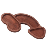 Aperitif Board C Type BPA Free Odorless Easy Cleaning Walnut 3 Large Spaces Cheese Serving Platter for Picnic Plate L - Rear View