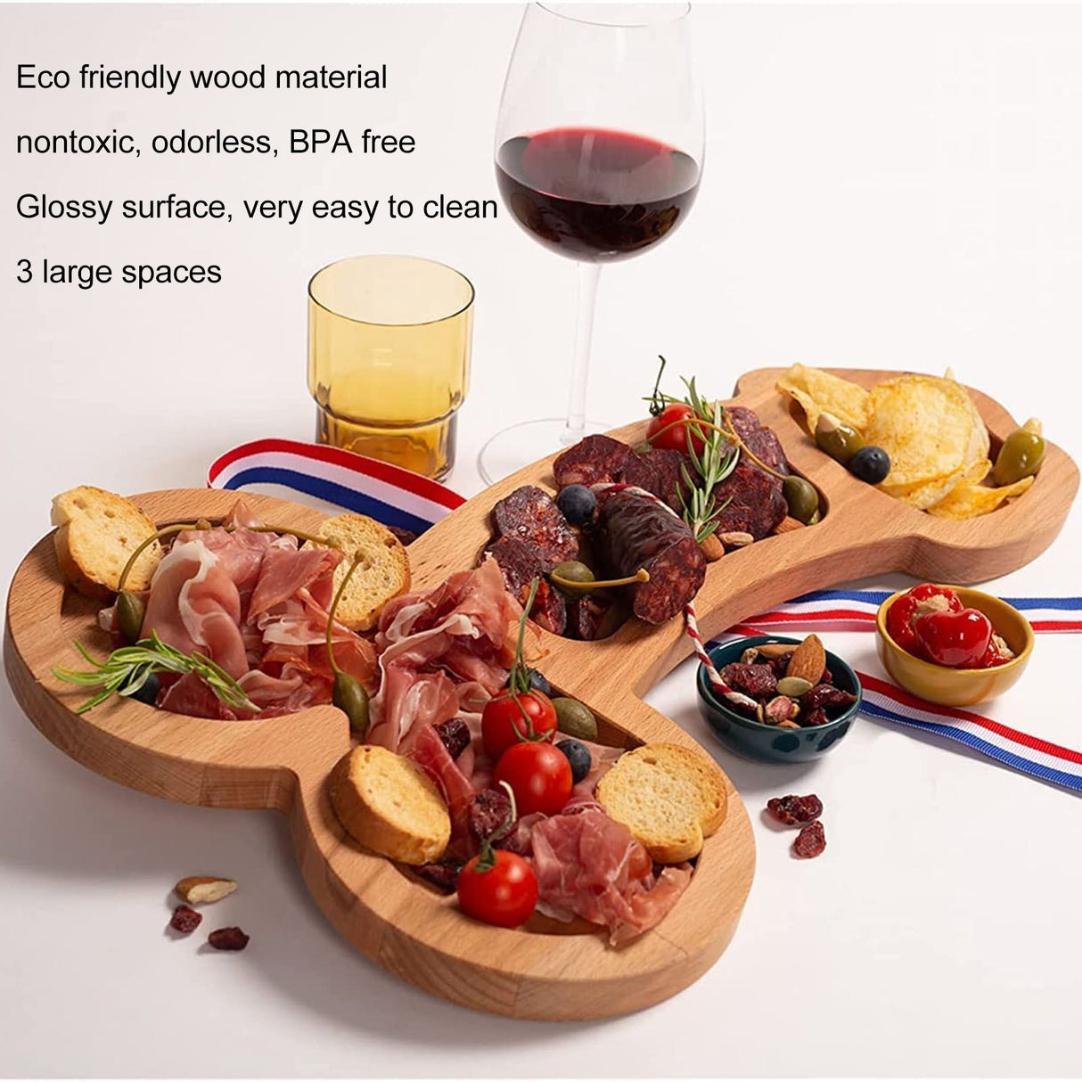 Aperitif Board 15.7in Eco Friendly Wood Nontoxic Odorless BPA Free Large Space Charcuterie Board for Steak Deli Cake Right