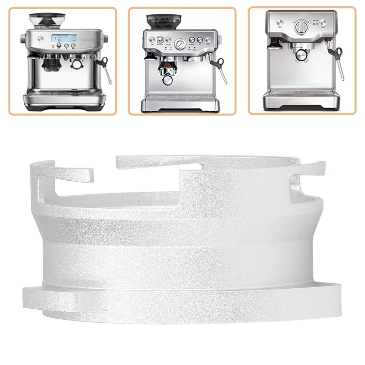 54mm Coffee Portafilter Dosing Funnel Aluminum Alloy Rotatable Dosing Funnel for Coffee Machine Silver