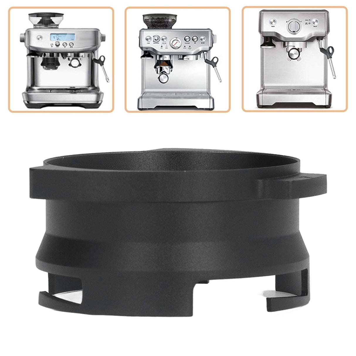54mm Coffee Portafilter Dosing Funnel Aluminum Alloy Rotatable Dosing Funnel for Coffee Machine Black