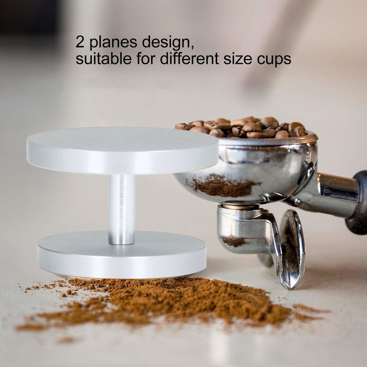 Double Head Coffee Powder Tamper Non Corrosive Aluminum Dual Sided Coffee Powder Hammer for Coffee Silver