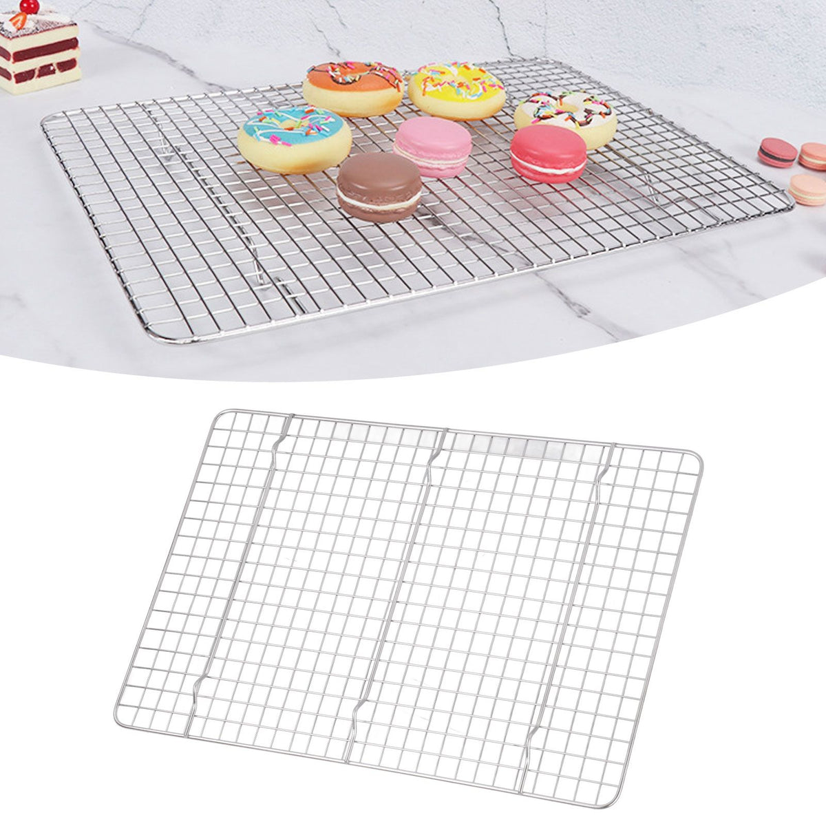 Checkered Cooling Rack 304 Stainless Steel Grid Deformation Resistance Baking Wire Rack for Home Bakery Bread Cake Cooky