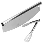 Pizza Cutter Food Grade Stainless Steel High Sharpness Ergonomic Design Rocking Pizza Cutter with Tong for Pizza Cake