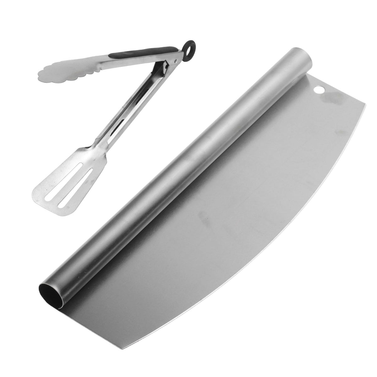 Pizza Cutter Food Grade Stainless Steel High Sharpness Ergonomic Design Rocking Pizza Cutter with Tong for Pizza Cake