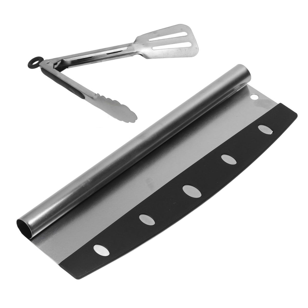 Pizza Cutter Food Grade Stainless Steel High Sharpness Ergonomic Design Rocking Pizza Cutter with Tong for Pizza Cake