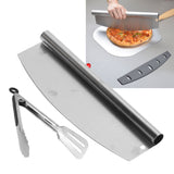 Pizza Cutter Food Grade Stainless Steel High Sharpness Ergonomic Design Rocking Pizza Cutter with Tong for Pizza Cake