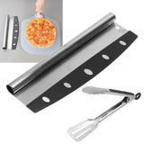 Pizza Cutter Food Grade Stainless Steel High Sharpness Ergonomic Design Rocking Pizza Cutter with Tong for Pizza Cake - Extra Image