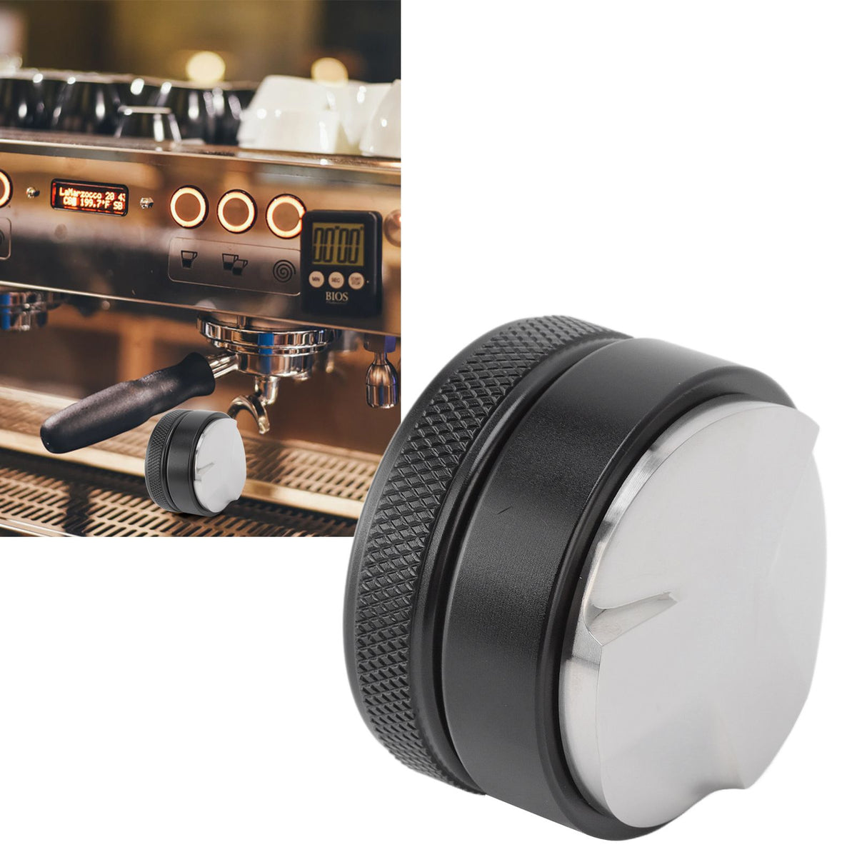 Coffee Distributor Adjustable Depth Tamper Press Hammer Distribution Tool for Home Office 53mm / 2.09in