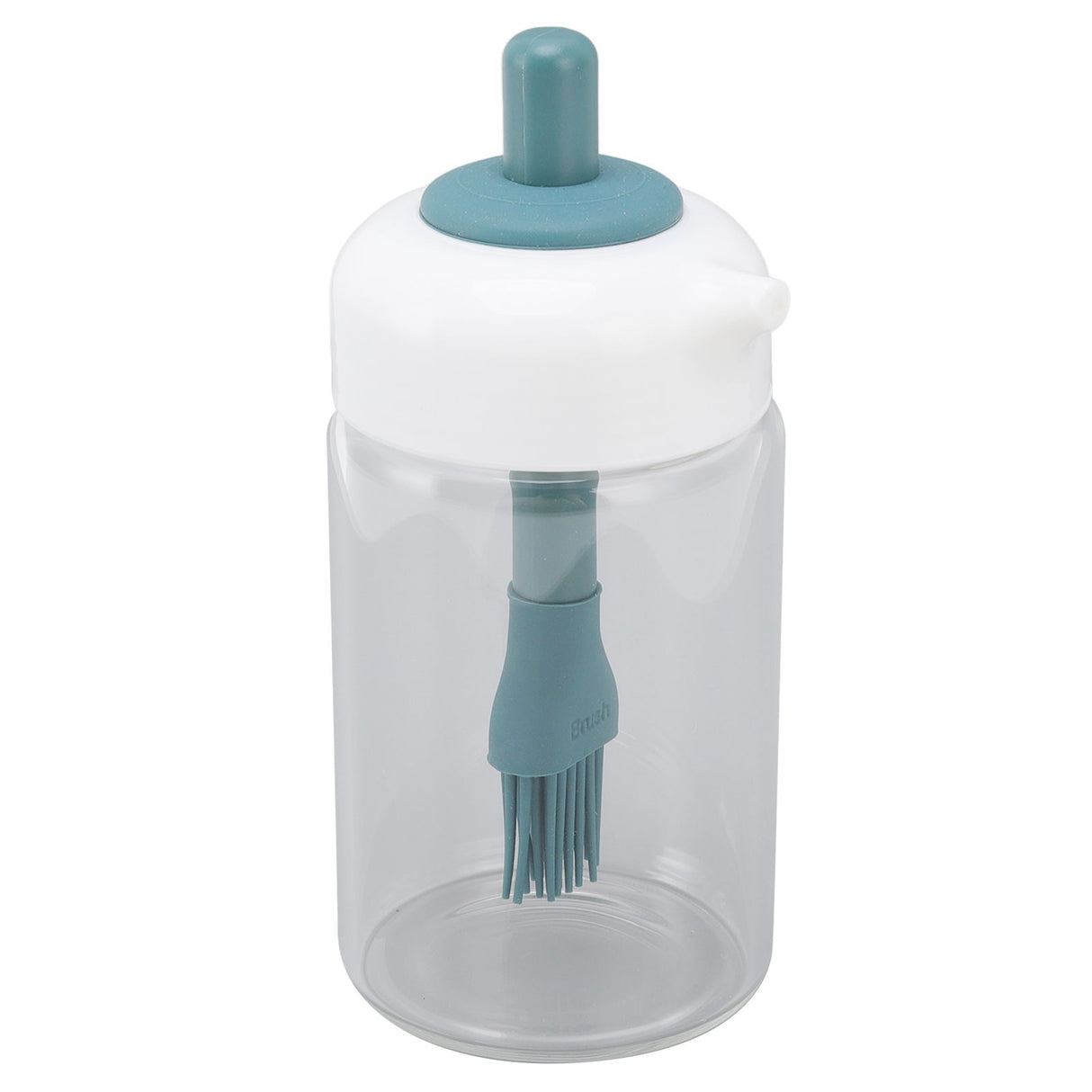 Press Control 2 in 1 Oil Bottle Dispenser Kitchen Glass Oil Bottle with Silicone Brush 230ml Dark Green