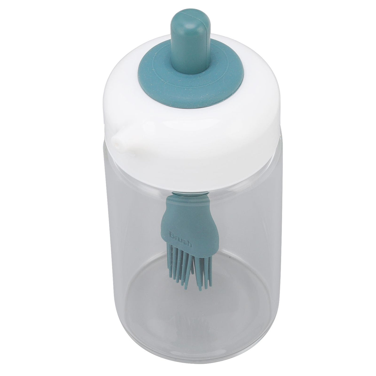 Press Control 2 in 1 Oil Bottle Dispenser Kitchen Glass Oil Bottle with Silicone Brush 230ml Dark Green