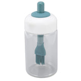 Press Control 2 in 1 Oil Bottle Dispenser Kitchen Glass Oil Bottle with Silicone Brush 230ml Dark Green - 45-Degree Angle