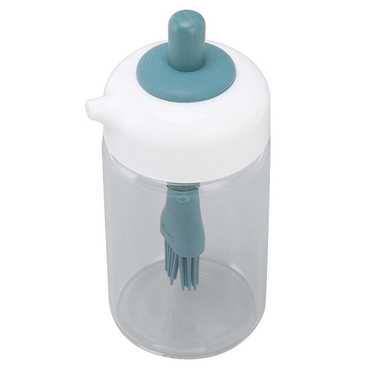 Press Control 2 in 1 Oil Bottle Dispenser Kitchen Glass Oil Bottle with Silicone Brush 230ml Dark Green