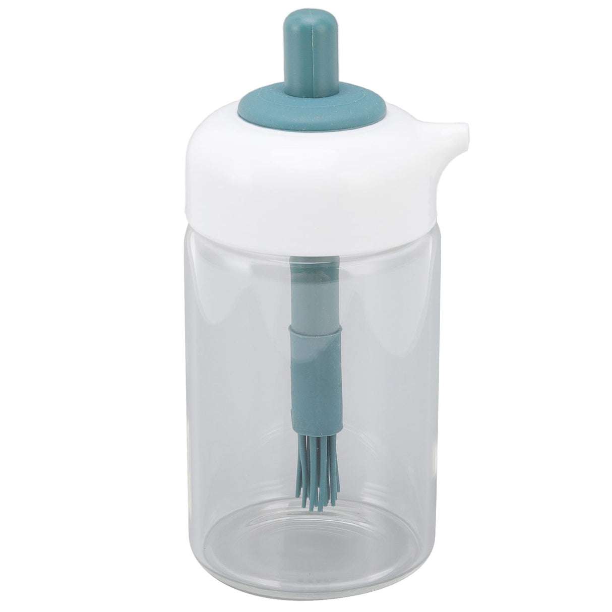 Press Control 2 in 1 Oil Bottle Dispenser Kitchen Glass Oil Bottle with Silicone Brush 230ml Dark Green