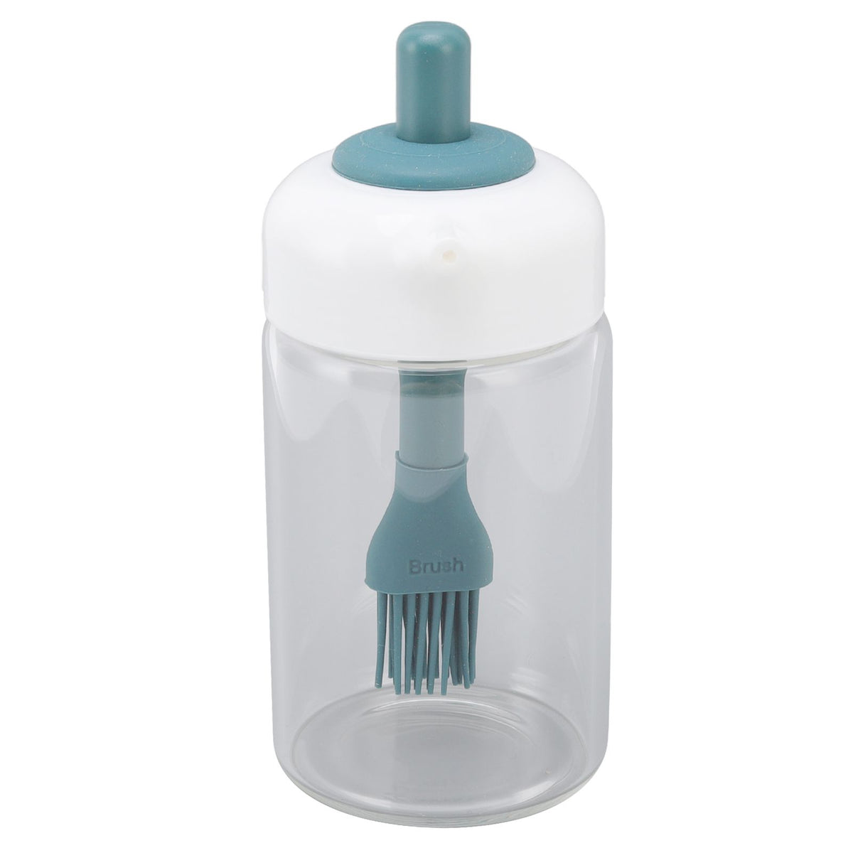 Press Control 2 in 1 Oil Bottle Dispenser Kitchen Glass Oil Bottle with Silicone Brush 230ml Dark Green
