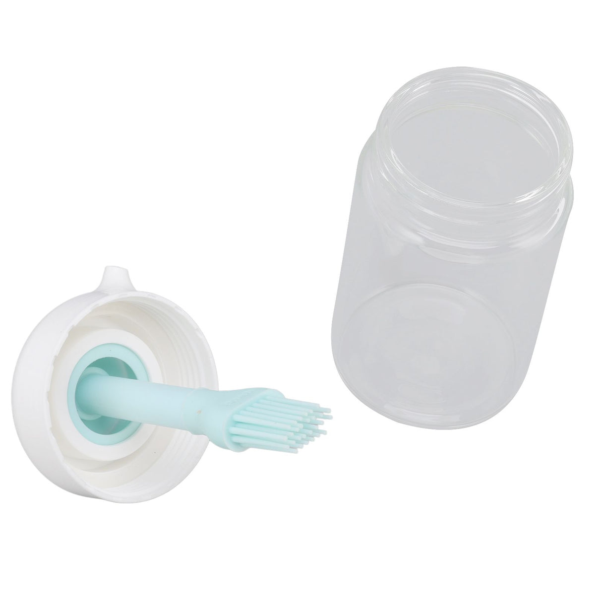 Press Control 2 in 1 Oil Bottle Dispenser Kitchen Glass Oil Bottle with Silicone Brush 230ml Blue